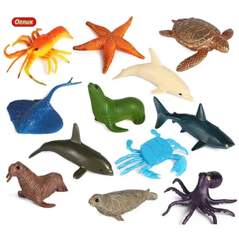 Simulação de mini animais marinhos brinquedo modelo estrela-do-mar-polvo tubarão golfinho do caranguejo, tartaruga cena ornamentos