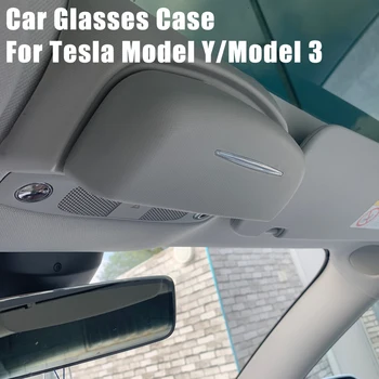 LEEPEE Óculos de Armazenamento de Caixa De Tesla Model Y Modelo 3 Viseira de Sol do Carro do Carro Suporte de Óculos Caso, Organizador de Óculos de Suporte da Caixa