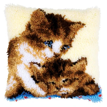 Trava do Gancho Kits DIY Jogar Travesseiro Capa de Sofá Capa de Almofada com estampa Impressa Bonito Cats16X16 polegadas Para Crianças