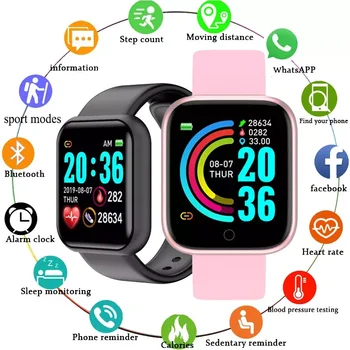 Smart Watch Homens Mulheres Smartwatch da frequência Cardíaca Pressão Arterial Monitor de Fitness Tracker Relógio Inteligente Pulseira para Android e IOS