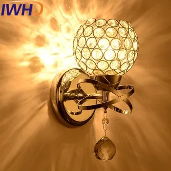 IWHD Crystal LED, Lâmpada de Parede Moderna da Moda Quarto Sala Candeeiro de Parede, Luminárias de Casa, Iluminação de Escadas, Sala de estar Arandela