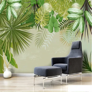 Personalizado Mural De Papel De Parede Floresta Planta De Folha De Bananeira Folha Verde Jardim De Fundo, Pintura De Parede