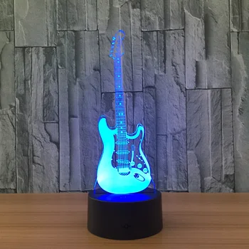 Guitarra Noite de Luz 3D LED da Lâmpada 7 Mudança de Cor Led Remoto USB Interruptor do Toque do Interior Atmosfera Lâmpada de Brinquedos E Presentes
