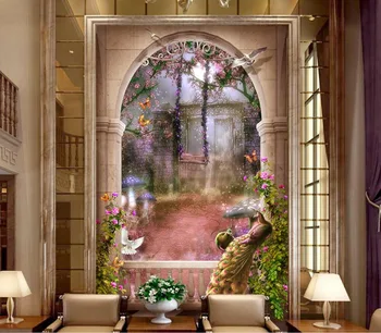 3d papel de parede de estilo Europeu, jardim bela fantasia em 3D pano de fundo hall de entrada mural de banho 3d papel de parede