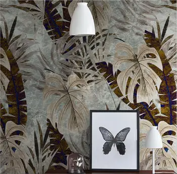 beibehang Personalizado vintage plantas tropicais em mármore, Mural de Parede 3D, Pintura de Parede Sala de Estudo Sala de Jantar de PLANO de Fundo