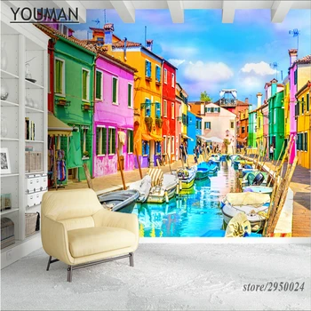 Papéis de parede YOUMAN Personalizar o papel de Parede Cidades da Itália Veneza Rua 3d papel de Parede casa de Banho Impermeável Cozinha em Relevo Não-Tecido de Arte