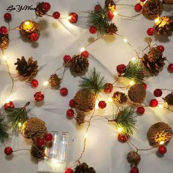 Natal pinha lâmpada cadeia de agulhas de pinheiro lâmpada seqüência de led fio de cobre de cor da lâmpada a lâmpada criativo lâmpada decorativa