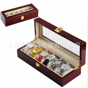 Alta Qualidade caixa de Madeira, 6 slots de relógios, Relógios de Luxo Elegante de Exibição de Jóias de Armazenamento organizado Caixa para relógio