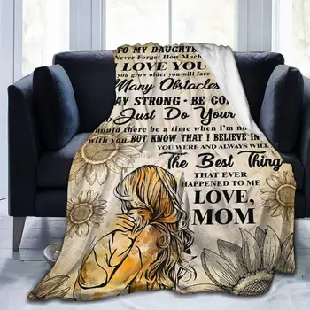 Cama Cobertor para Minha Filha de Girassol Carta de Flanela Cobertor de Lã de Presentes da Mãe de Amor, Jogue Cobertores de Presente para a Filha S