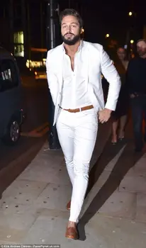 Moda Mais Recente Casaco Calça Design Homens Brancos Terno Casual Terno Slim Fit Suits 2 Peça Smoking Personalizado Noivo Blazer Vestidos De Jaqueta+Calça