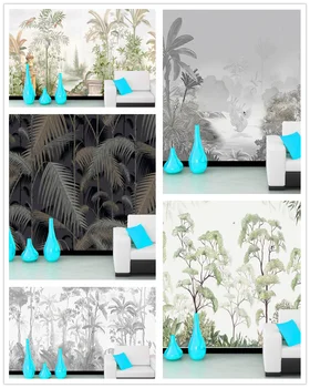 Papel de parede personalizado de plantas tropicais, a banana folhas, flores e pássaros de papel de parede mural,sala de tv de parede quarto decoração de casa