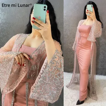 2021 Elegante última Moda Dubai Muçulmano Vestido de Noite Longo Mangas Bordado de Lantejoulas Vestido de Baile LE4060