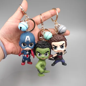 6pcs/set Vingadores da Marvel Capitão America Thor Hulk Keychain do PVC Ação do porta-chaves de Fantasia Brinquedo